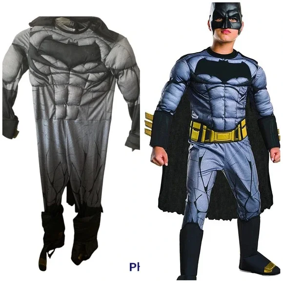 Rubie's The Batman Deluxe Muscle Chest Child's Costume - Small Size With Cape, Belt & Boot Tops | Boys Superhero Dress-Up Outfit